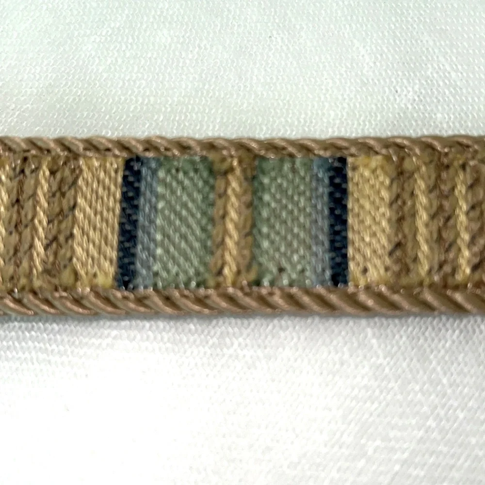 Elite Accessories Vintage Woman’s Striped Tan and Blue Belt Size M